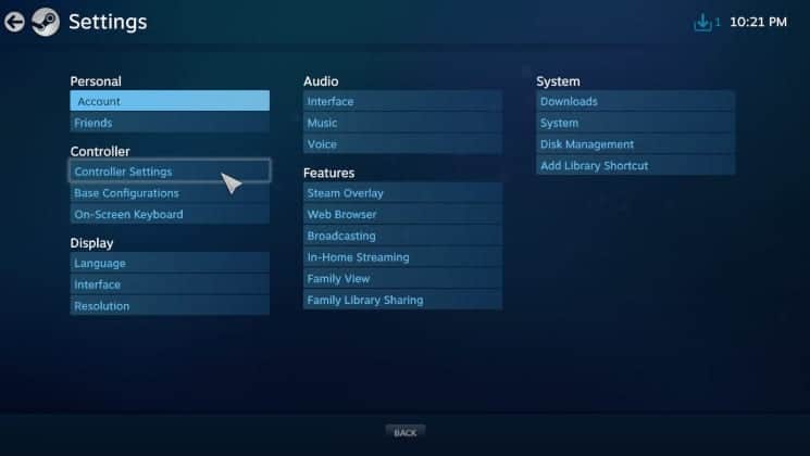 Click Controller Settings under the Controller sub section 1