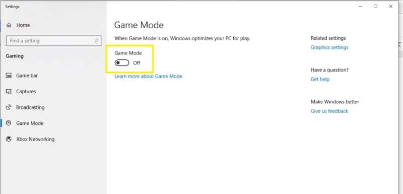 game mode windows 7
